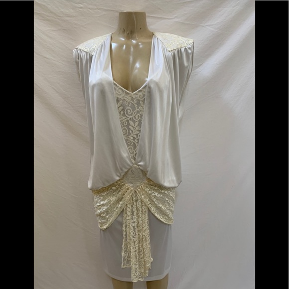 VTG 80s Judys Size 11 White Drop Waist Dress - Picture 2 of 11